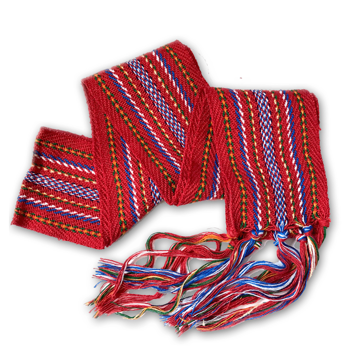 Close-up of a traditional red Metis sash